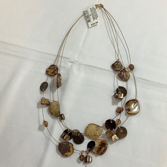 NWT Style & Co Shell Multi-row Illusion Necklace - Picture 3 of 5